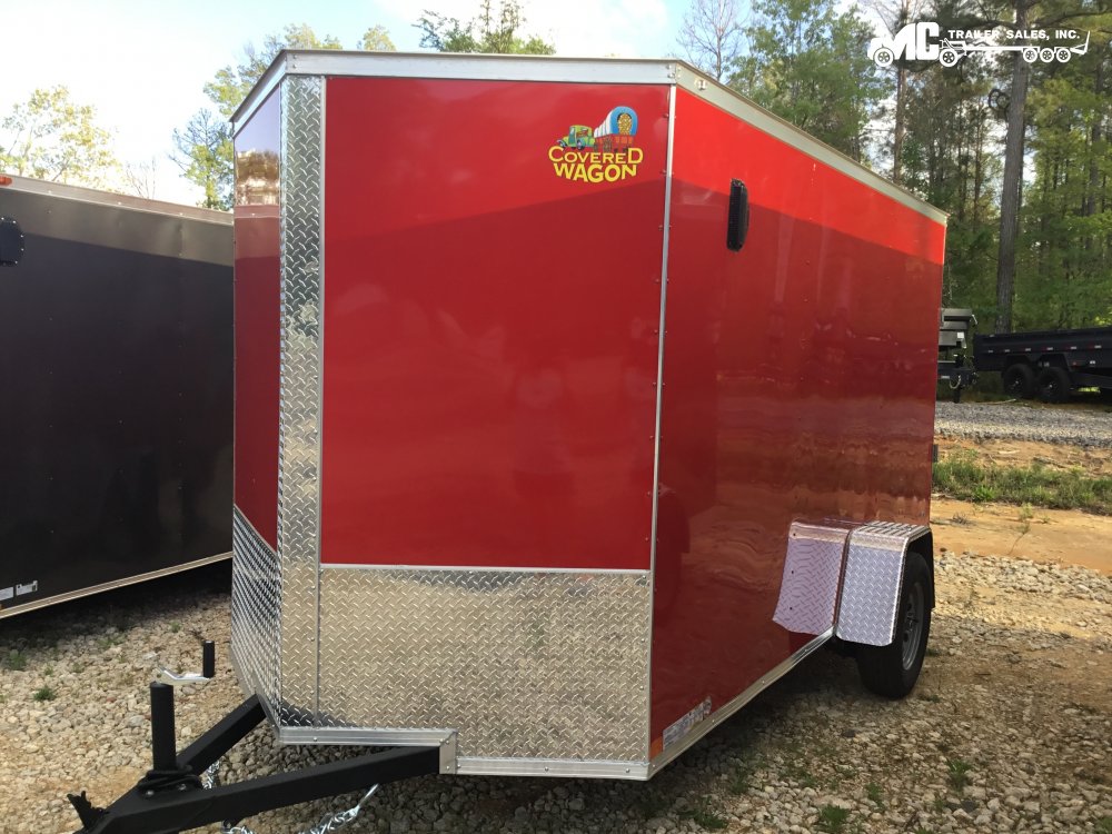 2025 Covered Wagon 6x12 Enclosed 6'6 Interior Height 1-3500lb Axle Red