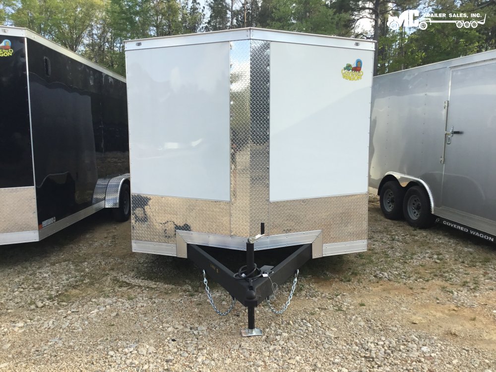 2025 Covered Wagon Enclosed 8.5x20, (2) 5200Lb Drop Axles, Bar Lock on side door, White, step, 2 5/1
