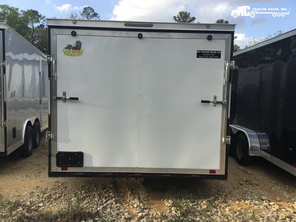 2025 Covered Wagon Enclosed 8.5x20, (2) 5200Lb Drop Axles, Bar Lock on side door, White, step, 2 5/1