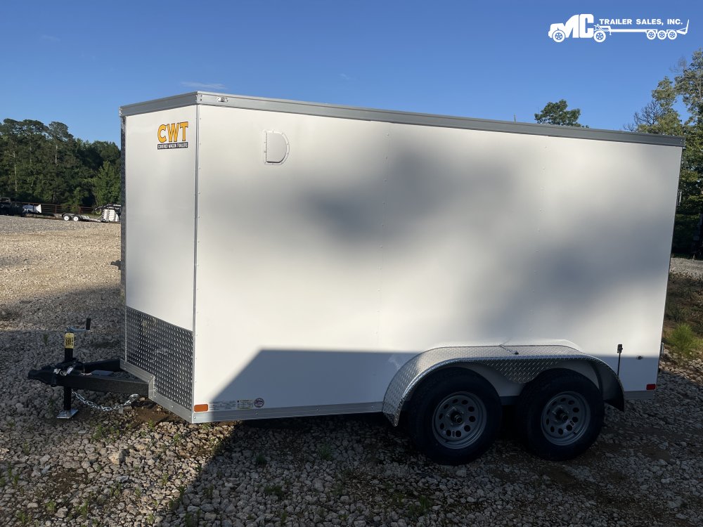 2025 Covered Wagon Enclosed 6 X 12 T/A White barn doors diamond fenders