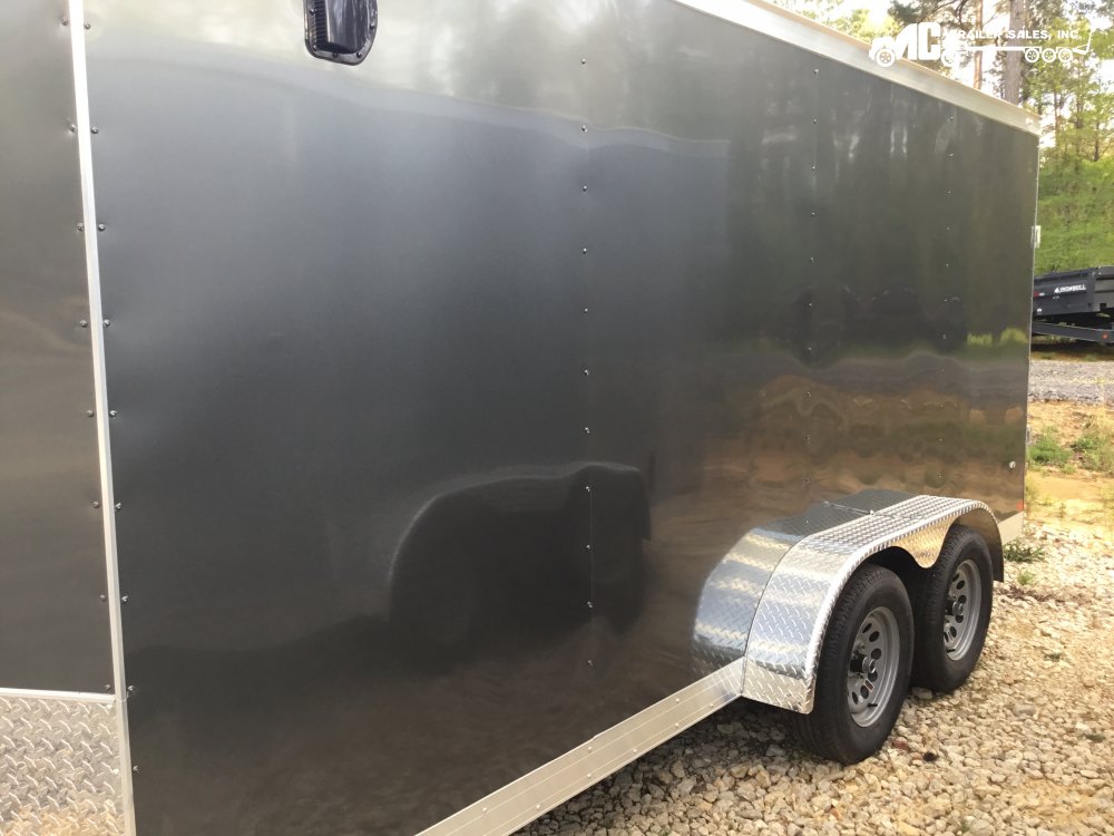 2025 Covered Wagon Enclosed trailer, 7x16 (2) 3500lb Axles, Gray, insulated roof, diamond fenders