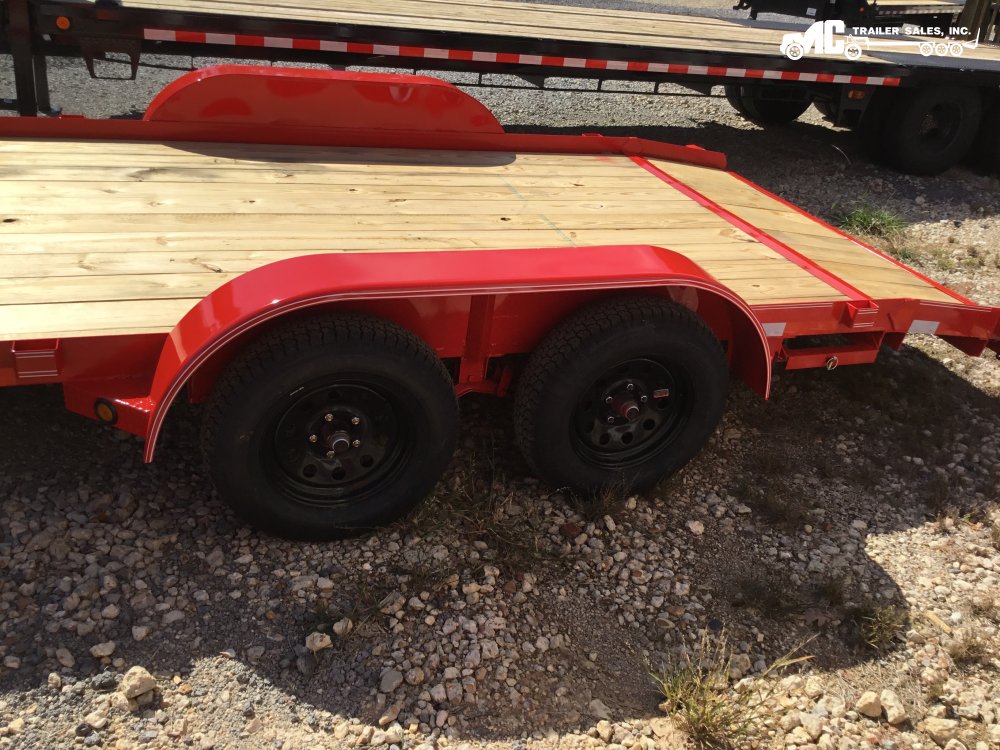 2026 Longhorn Car Hauler 83x18 2-3500lbs axles 1- brake 2' dovetail 5' slide in ramps RED