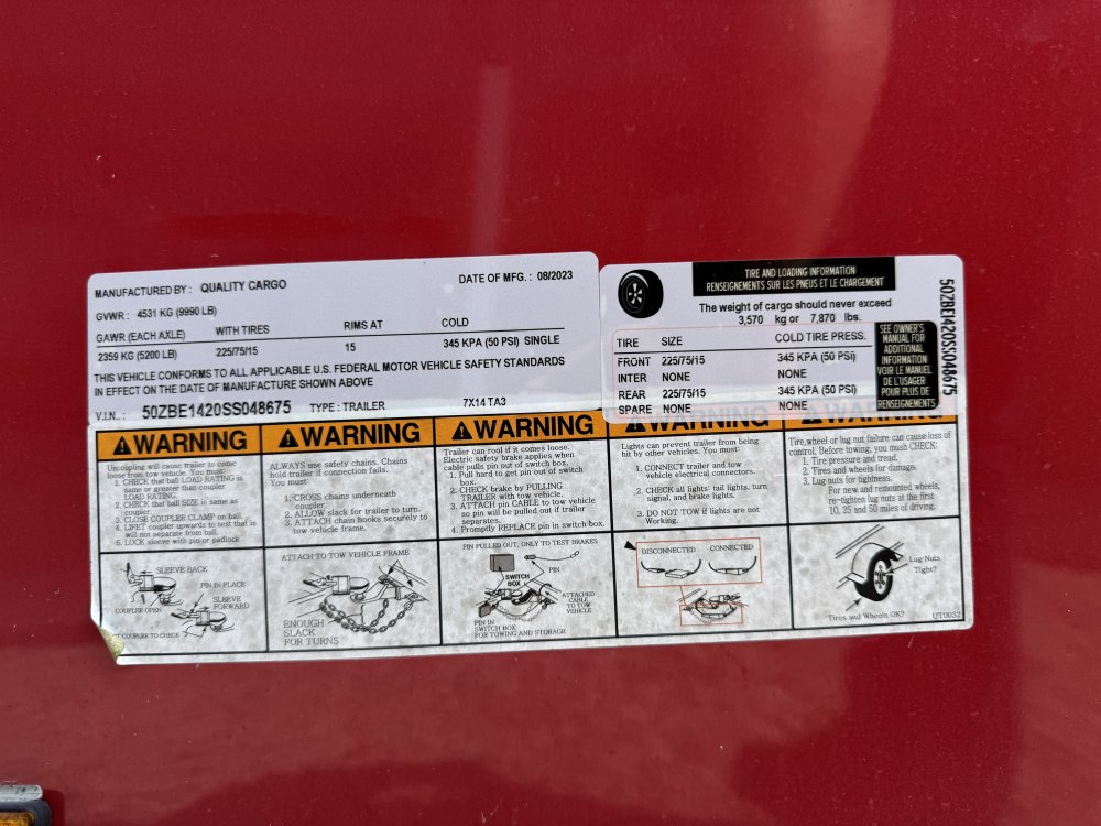 7x14 10K Quality Cargo Enclosed Cargo