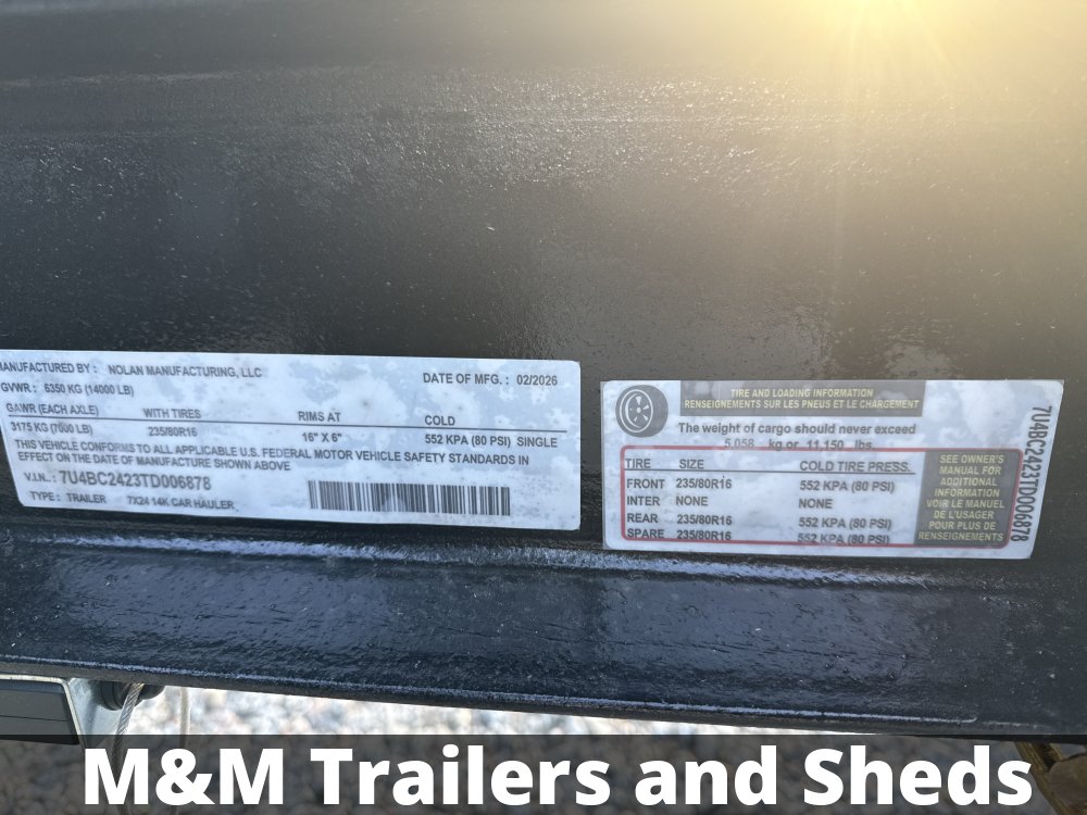 7x24 14K Nolan Flatbed Car Hauler