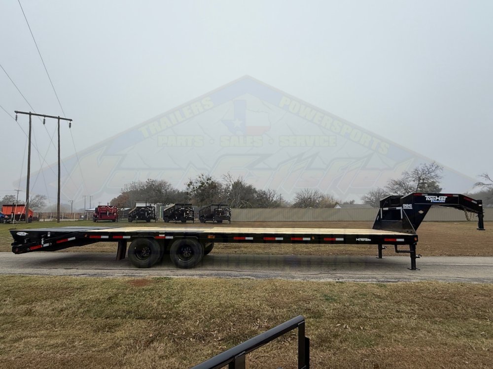 2027 TOP HAT 102" X 25' + 5' GOOSENECK TRAILER WITH JUMBO RAMPS AND SPARE 24,000 GVWR