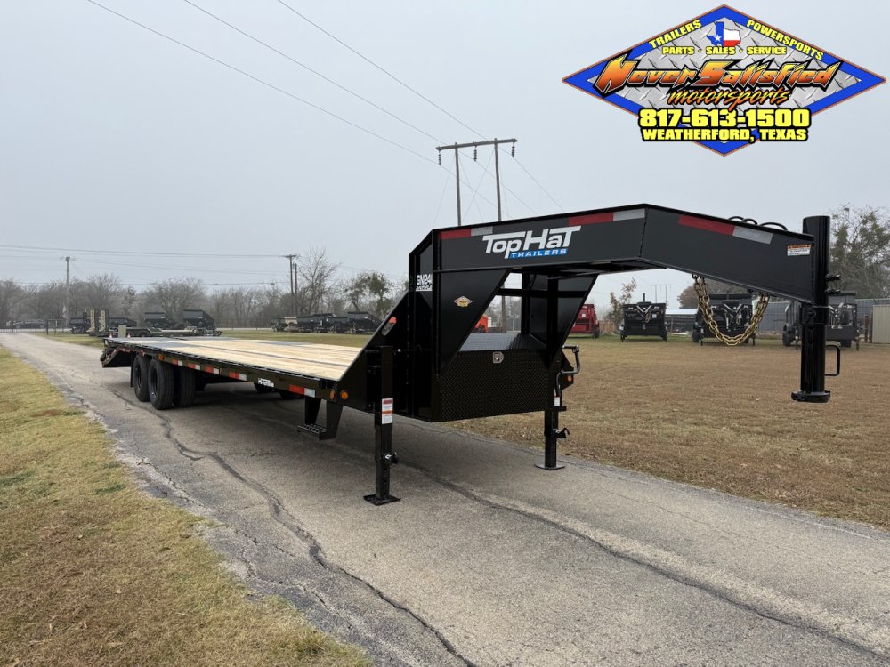 2027 TOP HAT 102" X 25' + 5' GOOSENECK TRAILER WITH JUMBO RAMPS AND SPARE 24,000 GVWR