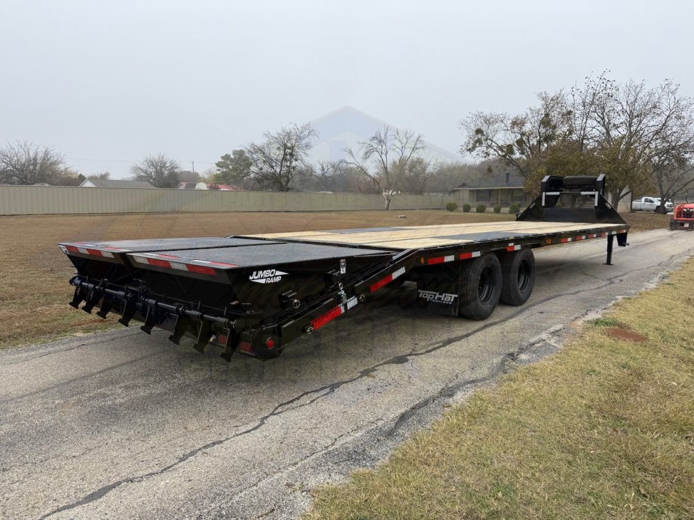 2027 TOP HAT 102" X 25' + 5' GOOSENECK TRAILER WITH JUMBO RAMPS AND SPARE 24,000 GVWR