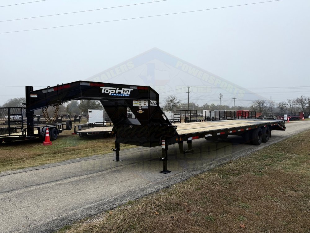 2027 TOP HAT 102" X 25' + 5' GOOSENECK TRAILER WITH JUMBO RAMPS AND SPARE 24,000 GVWR