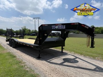 2026 TIGERTX 102" X 24' GOOSENECK TRAILER W/ DRIVE OVER FENDERS WITH STAND UP RAMPS, SPARE 14,000 GV