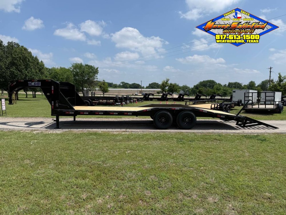 2026 TIGERTX 102" X 24' GOOSENECK TRAILER W/ DRIVE OVER FENDERS WITH STAND UP RAMPS, SPARE 14,000 GV