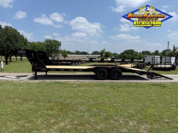 2026 TIGERTX 102" X 24' GOOSENECK TRAILER W/ DRIVE OVER FENDERS WITH STAND UP RAMPS, SPARE 14,000 GV