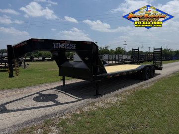 2026 TIGERTX 102" X 24' GOOSENECK TRAILER W/ DRIVE OVER FENDERS WITH STAND UP RAMPS, SPARE 14,000 GV