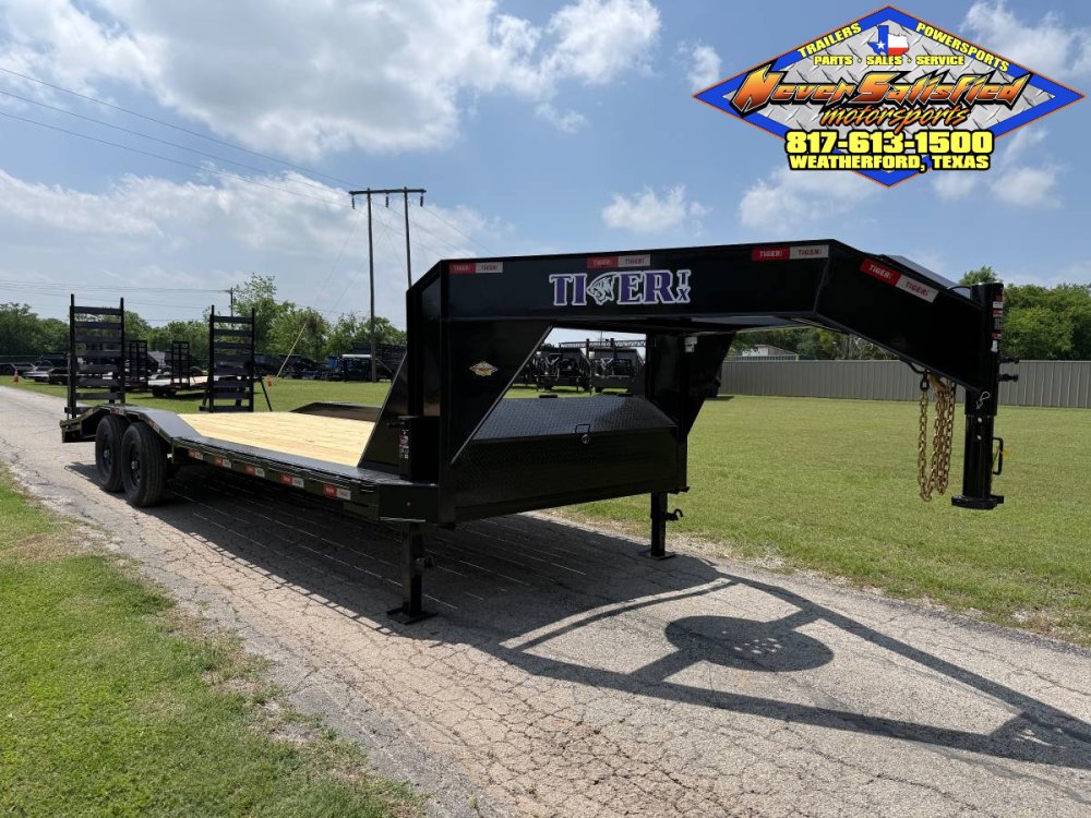 2026 TIGERTX 102" X 24' GOOSENECK TRAILER W/ DRIVE OVER FENDERS WITH STAND UP RAMPS, SPARE 14,000 GV
