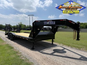 2026 TIGERTX 102" X 24' GOOSENECK TRAILER W/ DRIVE OVER FENDERS WITH STAND UP RAMPS, SPARE 14,000 GVWR