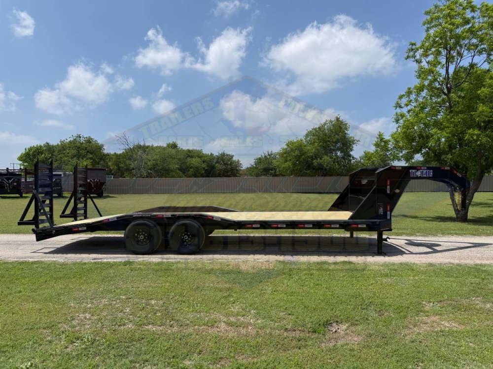 2026 TIGERTX 102" X 24' GOOSENECK TRAILER W/ DRIVE OVER FENDERS WITH STAND UP RAMPS, SPARE 14,000 GV