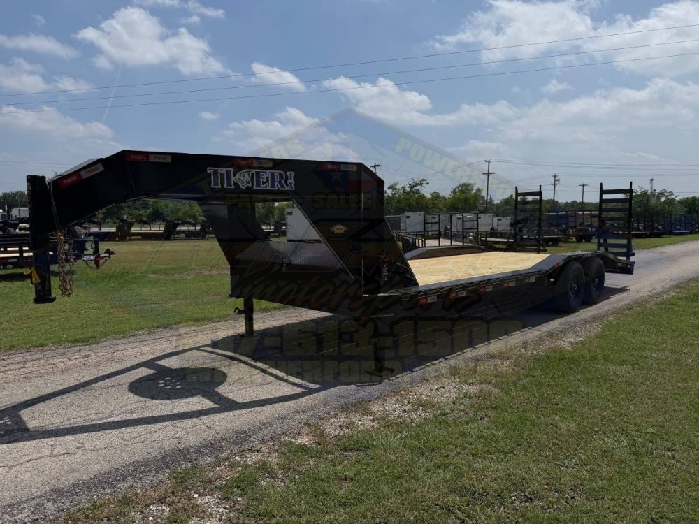 2026 TIGERTX 102" X 24' GOOSENECK TRAILER W/ DRIVE OVER FENDERS WITH STAND UP RAMPS, SPARE 14,000 GV