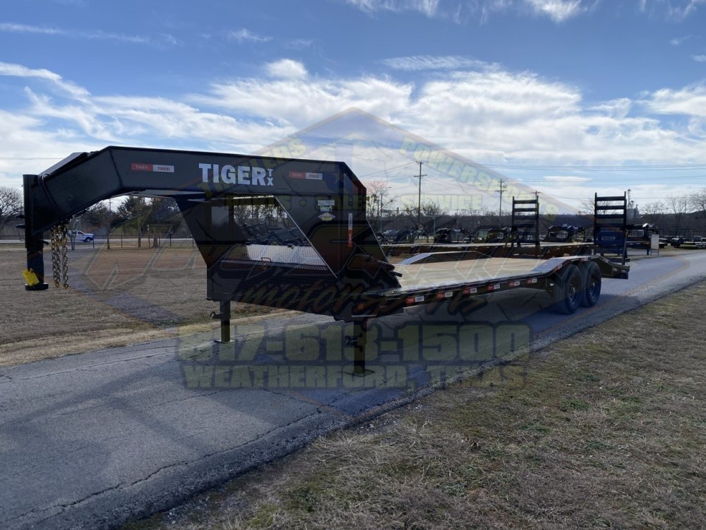2026 TIGERTX 102" X 26' GOOSENECK TRAILER W/ DRIVE OVER FENDERS WITH STAND UP RAMPS, SPARE 14,000 GV
