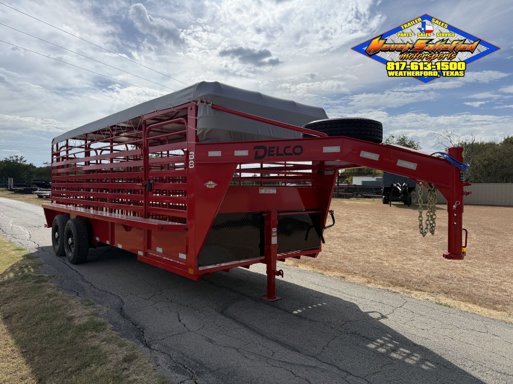 2027 DELCO B820 6'8" X 20' BAR TOP LIVESTOCK TRAILER WITH SPARE 14K-GVWR 7812#PLC