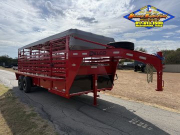 2027 DELCO B820 6'8" X 20' BAR TOP LIVESTOCK TRAILER WITH SPARE 14K-GVWR 7812#PLC