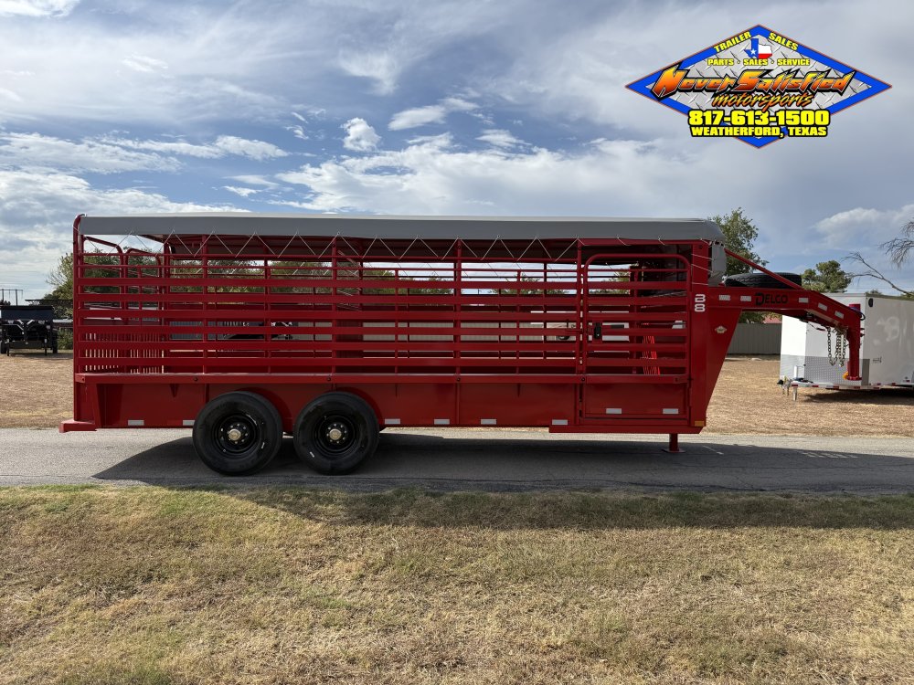 2027 DELCO B820 6'8" X 20' BAR TOP LIVESTOCK TRAILER WITH SPARE 14K-GVWR 7812#PLC