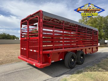 2027 DELCO B820 6'8" X 20' BAR TOP LIVESTOCK TRAILER WITH SPARE 14K-GVWR 7812#PLC