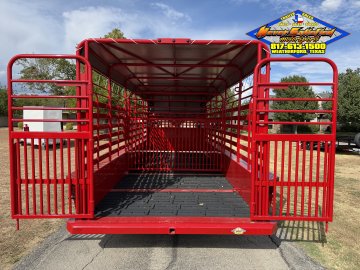 2027 DELCO B820 6'8" X 20' BAR TOP LIVESTOCK TRAILER WITH SPARE 14K-GVWR 7812#PLC