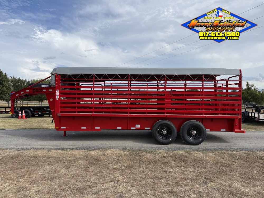 2027 DELCO B820 6'8" X 20' BAR TOP LIVESTOCK TRAILER WITH SPARE 14K-GVWR 7812#PLC