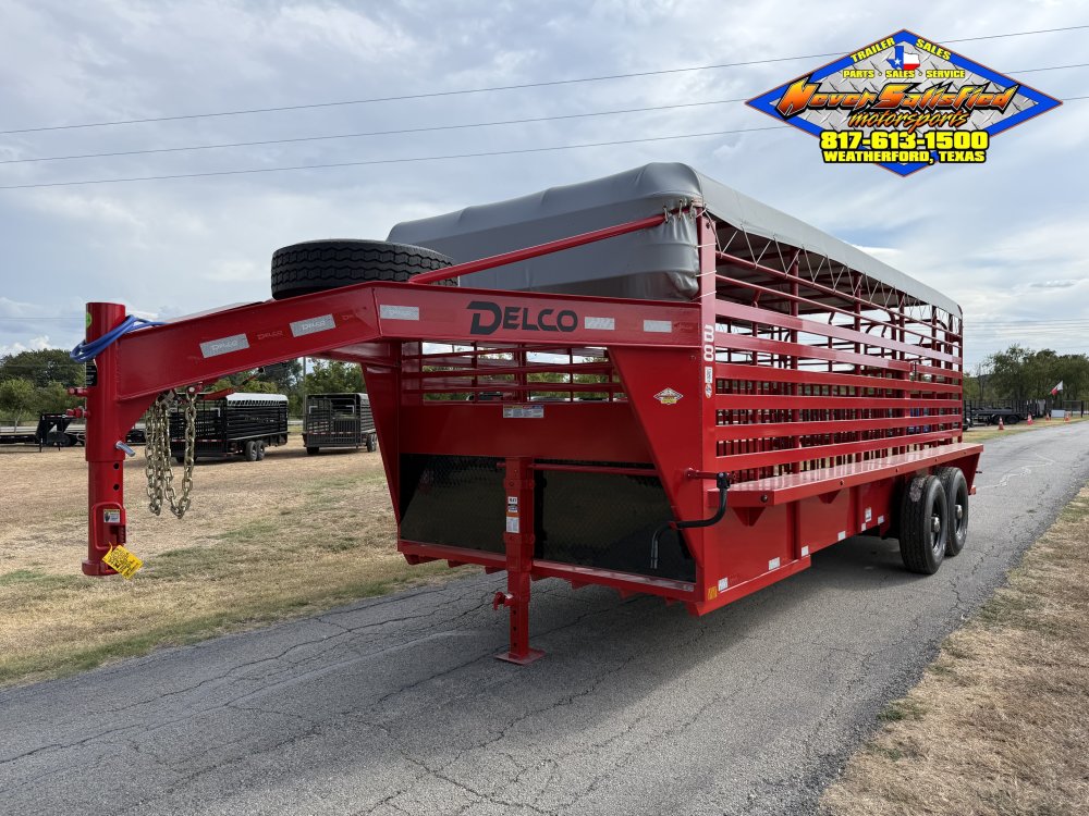 2027 DELCO B820 6'8" X 20' BAR TOP LIVESTOCK TRAILER WITH SPARE 14K-GVWR 7812#PLC