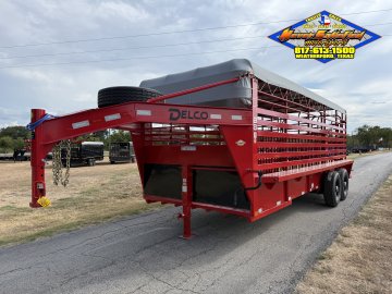 2027 DELCO B820 6'8" X 20' BAR TOP LIVESTOCK TRAILER WITH SPARE 14K-GVWR 7812#PLC