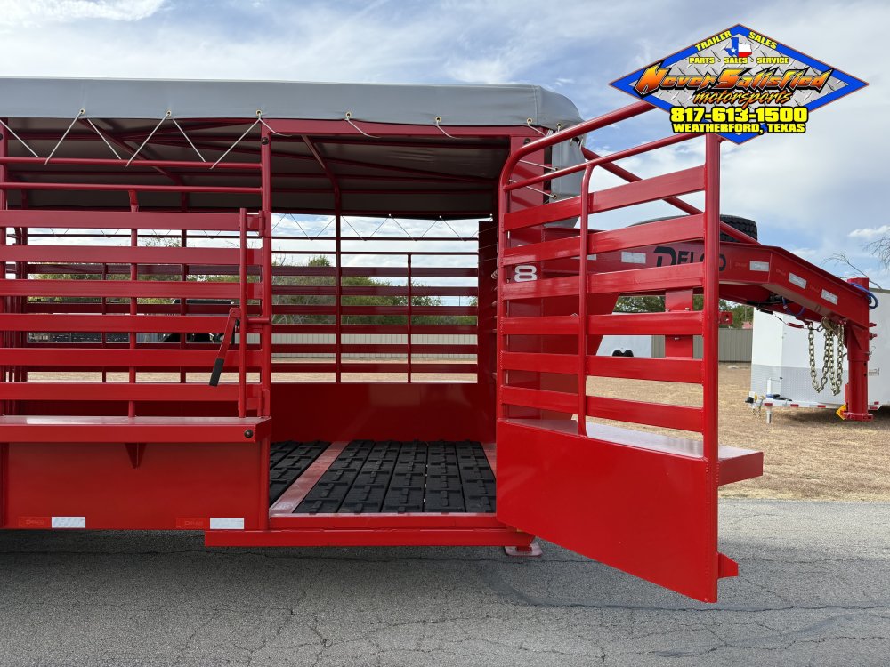 2027 DELCO B820 6'8" X 20' BAR TOP LIVESTOCK TRAILER WITH SPARE 14K-GVWR 7812#PLC