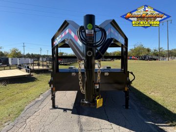 2026 DELCO 102" X 24' GOOSENECK FLATBED TRAILER W/DRIVE OVER FENDERS, SLIDE IN RAMPS, AND SPARE 14K-