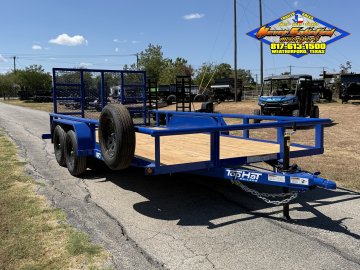 2027 TOP HAT 83" X 16' PIPE TOP UTILITY TRAILER WITH 4' SPRING ASSIST RAMP GATE, SPARE 7,000 GVWR