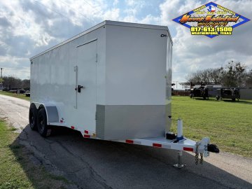2026 DELCO 6'8" X 16' ALL STEEL CARGO TRAILER WITH SIDE DOOR, RAMP DOOR AND SPARE 14,000 GVWR