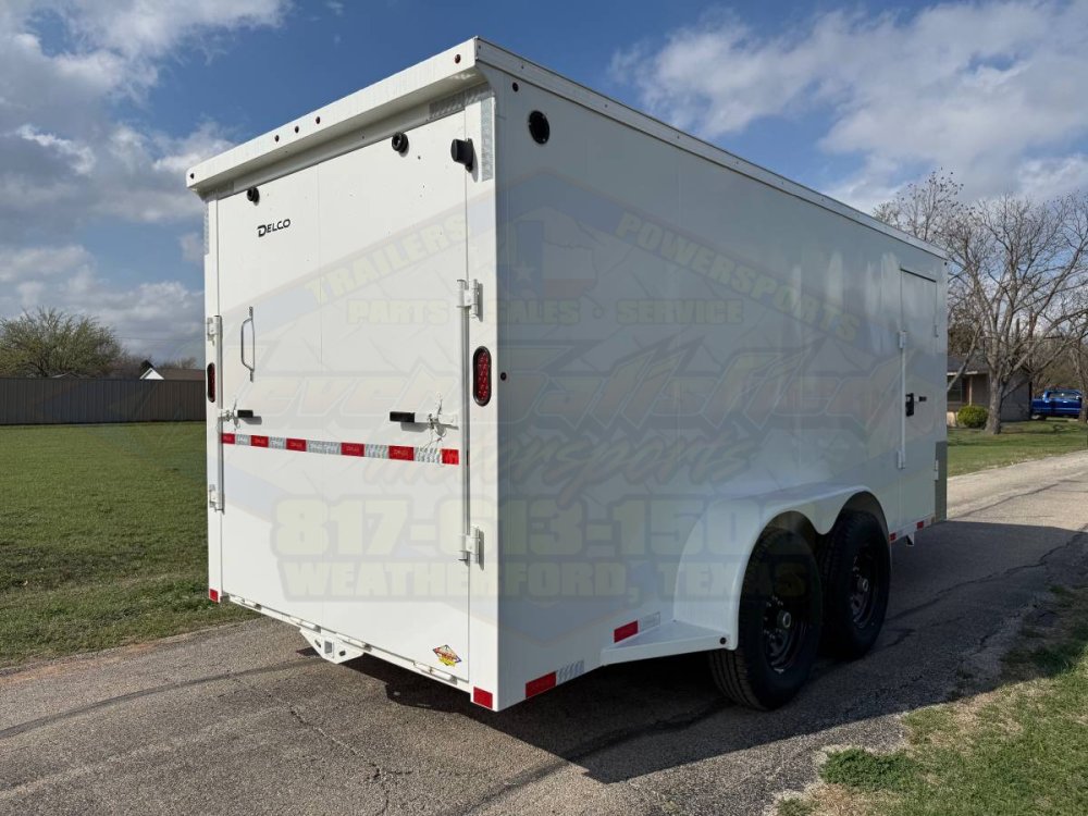 2026 DELCO 6'8" X 16' ALL STEEL CARGO TRAILER WITH SIDE DOOR, RAMP DOOR AND SPARE 14,000 GVWR