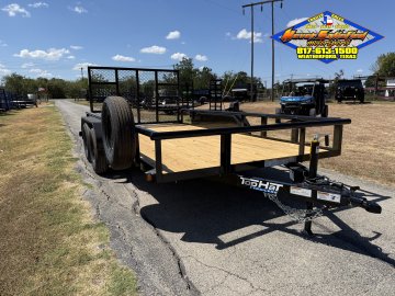 2027 TOP HAT 83" X 14' PIPE TOP UTILITY TRAILER WITH 4' SPRING ASSIST RAMP GATE, SPARE 7,000 GVWR
