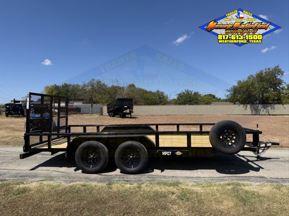 2027 TOP HAT 83" X 16' PIPE TOP UTILITY TRAILER WITH 4' SPRING ASSIST RAMP GATE, SPARE 7,000 GVWR