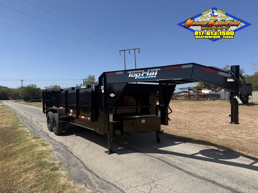 2026 TOP HAT 83" X 16' GOOSENECK DUMP TRAILER WITH 3' SIDEWALLS, TARP, RAMPS, AND SPARE 17.5K-GVWR 1