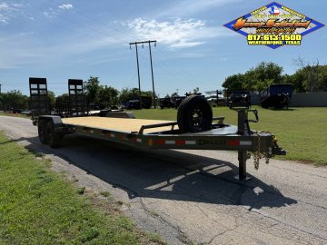 2026 DELCO 83" X 24' EQUIPMENT TRAILER WITH STAND UP RAMPS & SPARE FORD MARSH GRAY 14K-GVWR
