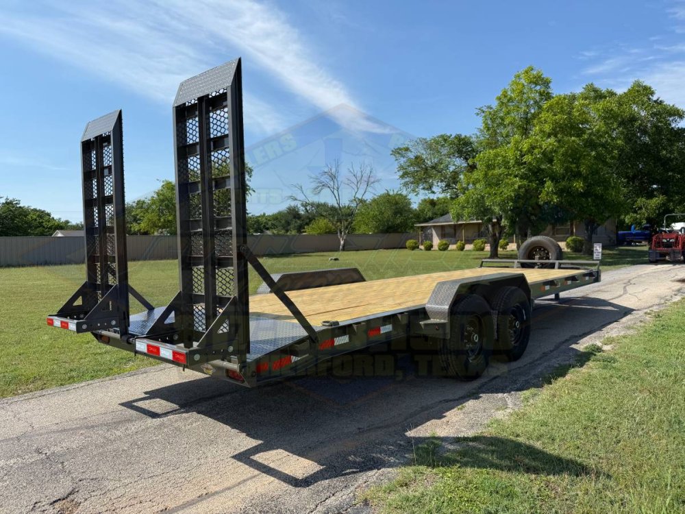 2026 DELCO 83" X 24' EQUIPMENT TRAILER WITH STAND UP RAMPS & SPARE FORD MARSH GRAY 14K-GVWR