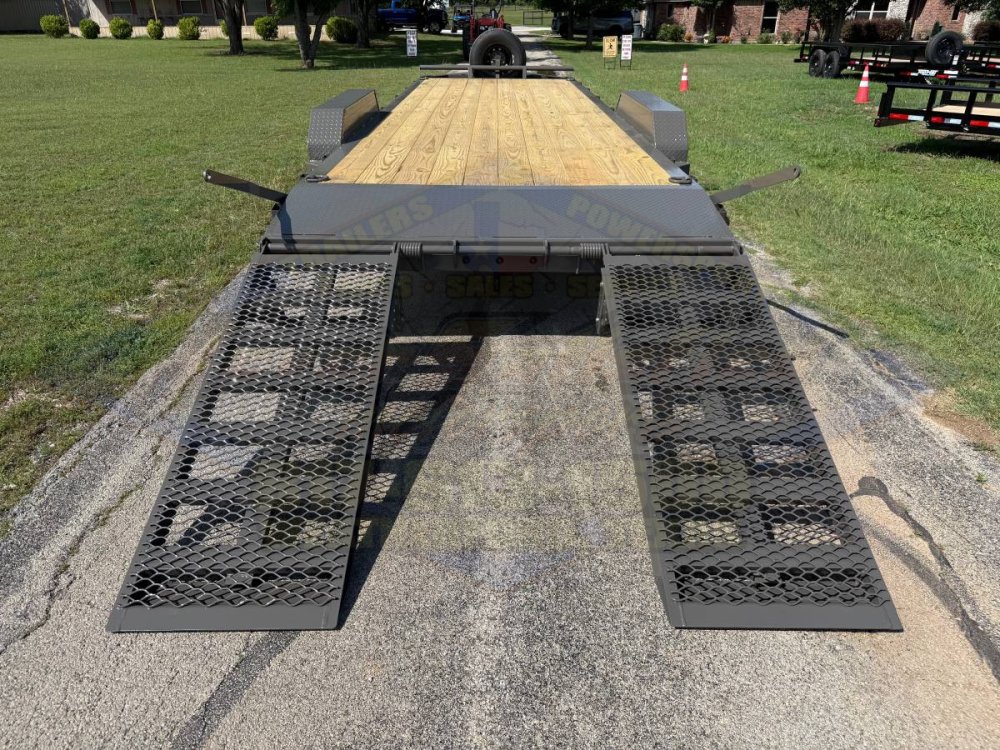 2026 DELCO 83" X 24' EQUIPMENT TRAILER WITH STAND UP RAMPS & SPARE FORD MARSH GRAY 14K-GVWR