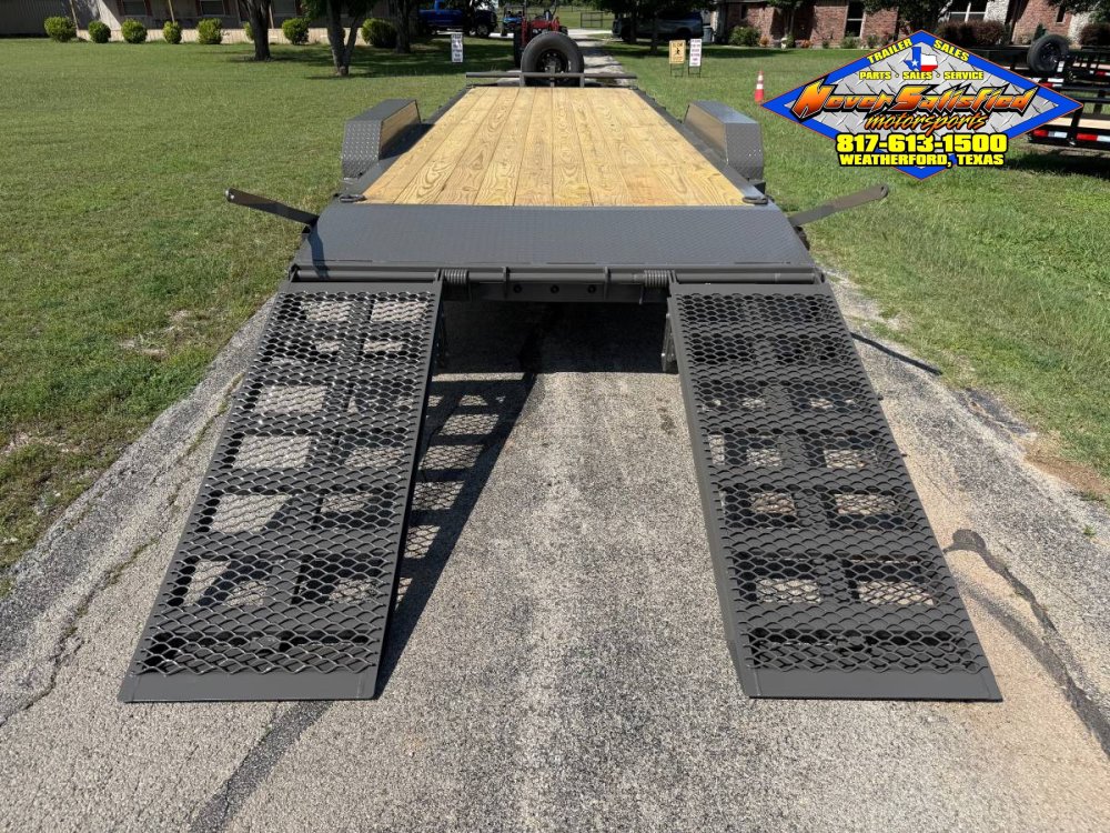 2026 DELCO 83" X 24' EQUIPMENT TRAILER WITH STAND UP RAMPS & SPARE FORD MARSH GRAY 14K-GVWR