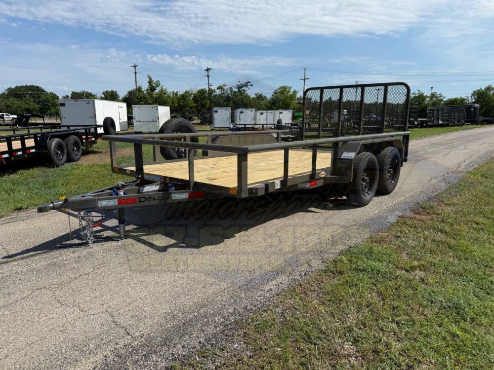 2026 DELCO 83" X 14' TANDEM AXLE UTILITY W/RAMP GATE AND SPARE FORD MARSH GRAY 7K-GVWR