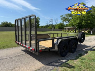 2026 DELCO 83" X 14' TANDEM AXLE UTILITY W/RAMP GATE AND SPARE FORD MARSH GRAY 7K-GVWR