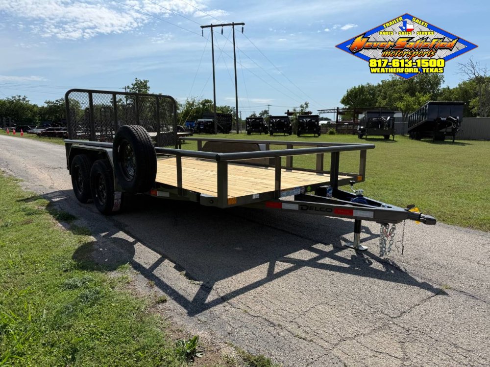 2026 DELCO 83" X 14' TANDEM AXLE UTILITY W/RAMP GATE AND SPARE FORD MARSH GRAY 7K-GVWR
