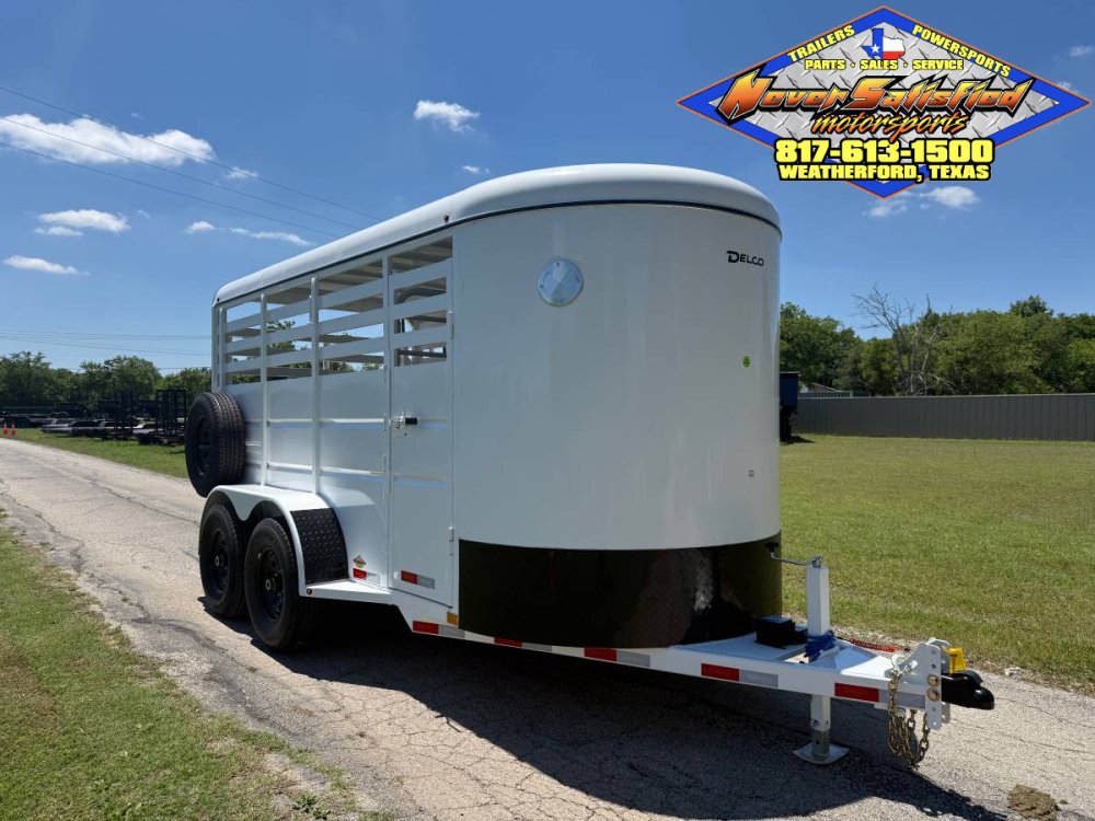 2026 DELCO 6' X 14' BUMPER PULL STOCK TRAILER W/ SPARE ARTIC WHITE 12,000 GVWR