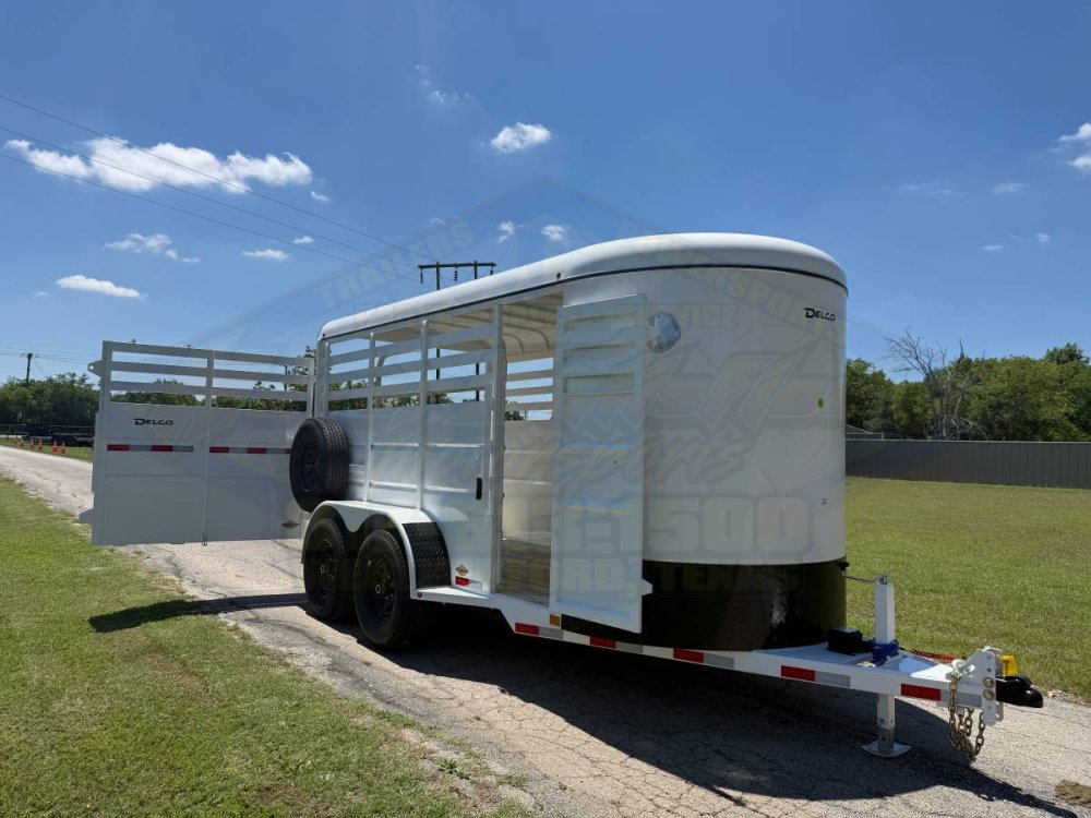 2026 DELCO 6' X 14' BUMPER PULL STOCK TRAILER W/ SPARE ARTIC WHITE 12,000 GVWR