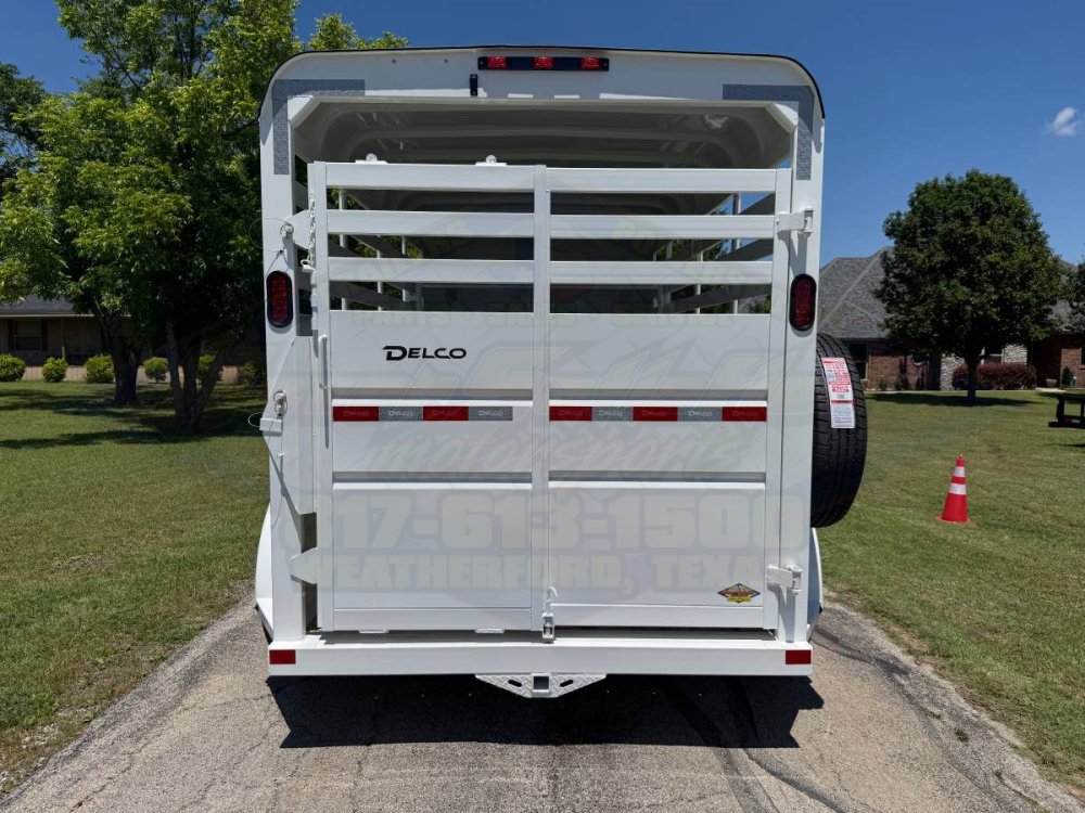 2026 DELCO 6' X 14' BUMPER PULL STOCK TRAILER W/ SPARE ARTIC WHITE 12,000 GVWR