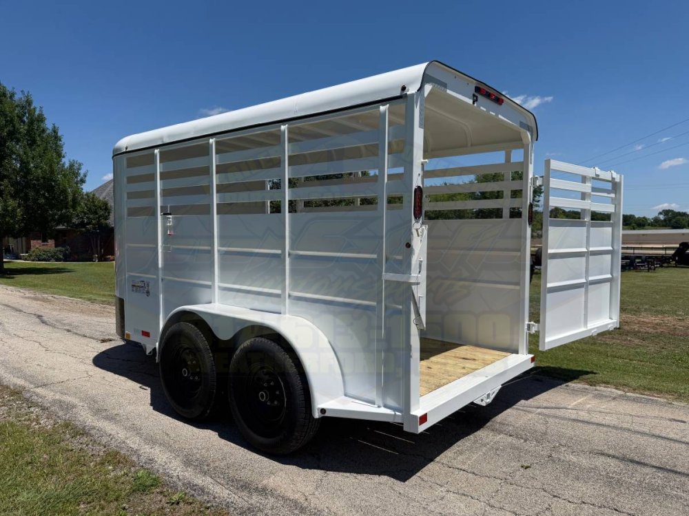 2026 DELCO 6' X 14' BUMPER PULL STOCK TRAILER W/ SPARE ARTIC WHITE 12,000 GVWR