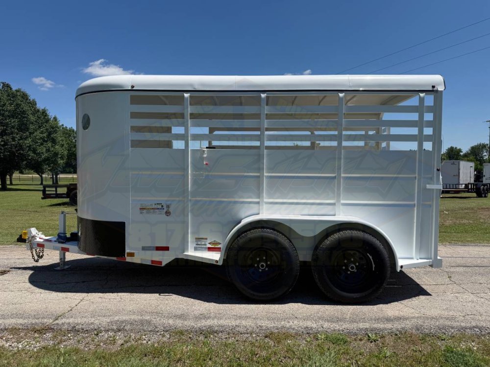 2026 DELCO 6' X 14' BUMPER PULL STOCK TRAILER W/ SPARE ARTIC WHITE 12,000 GVWR