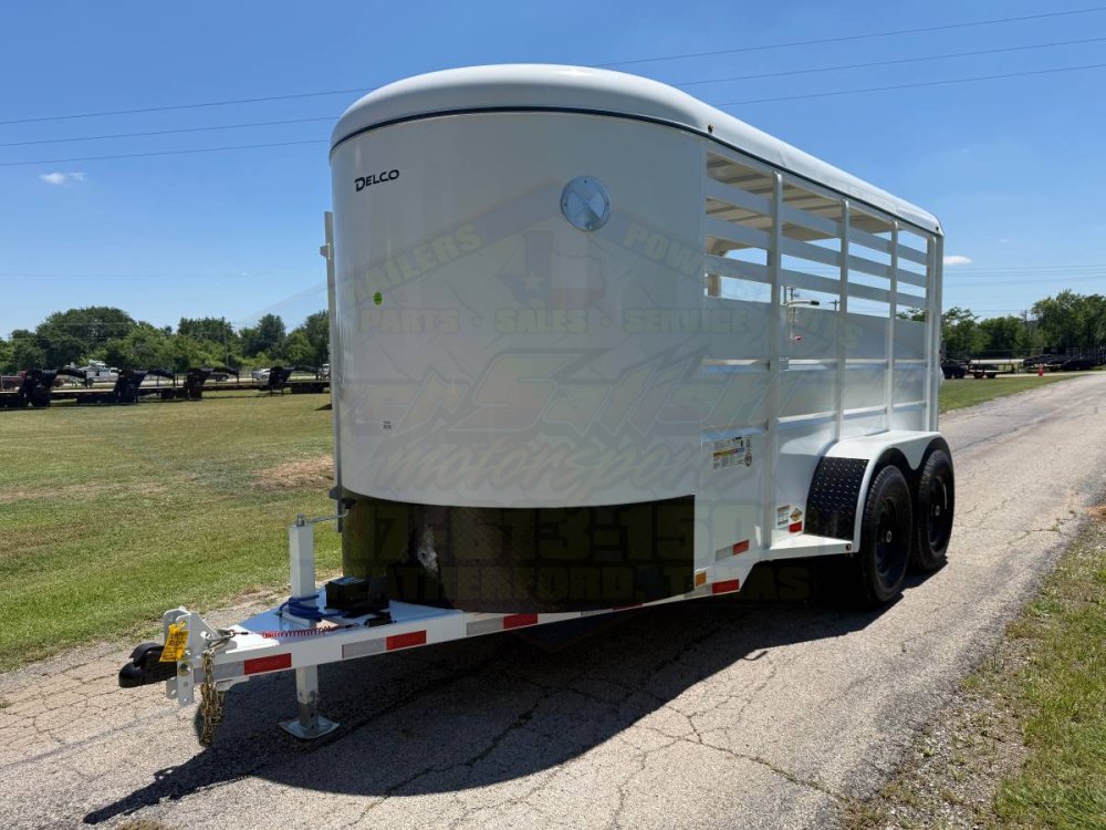 2026 DELCO 6' X 14' BUMPER PULL STOCK TRAILER W/ SPARE ARTIC WHITE 12,000 GVWR
